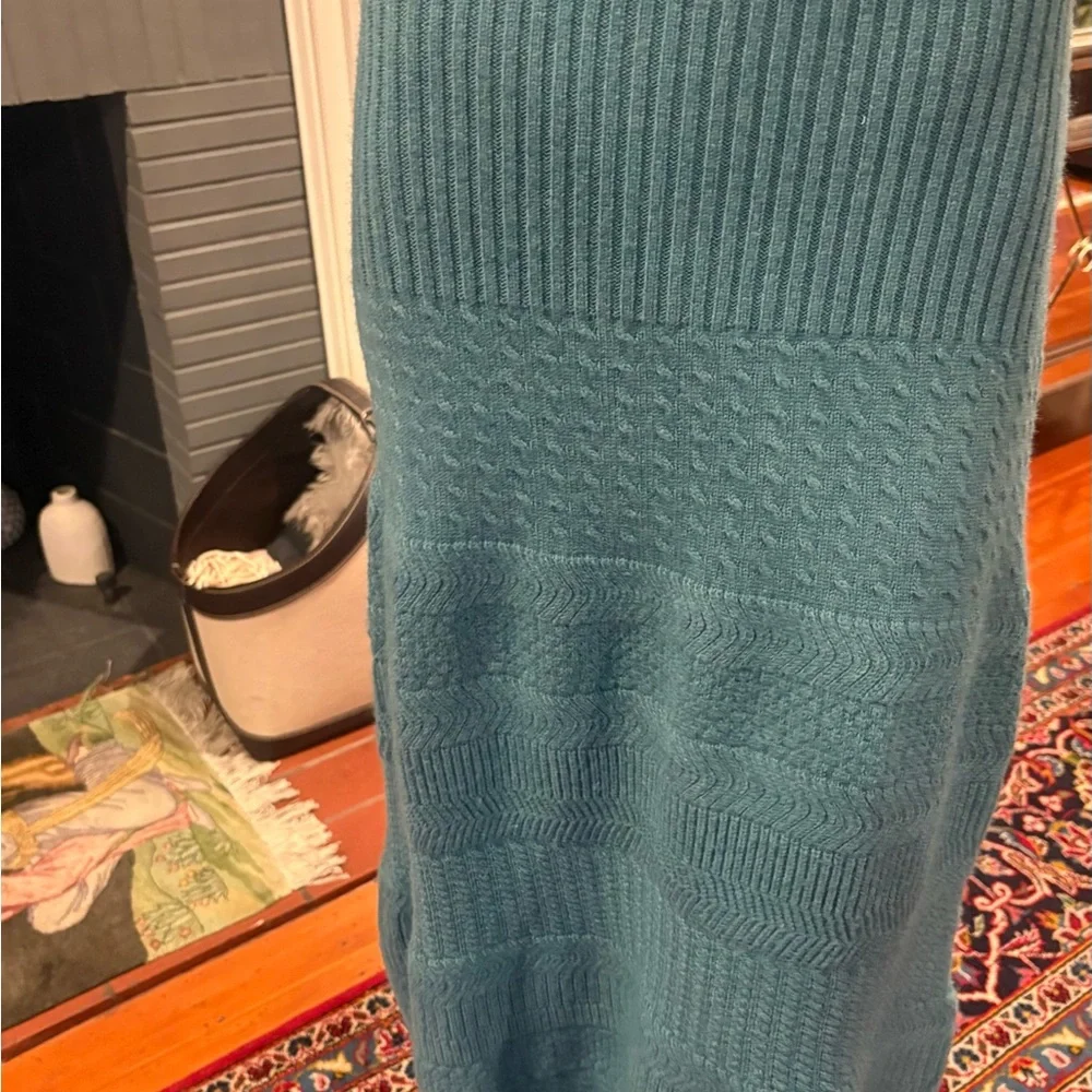 Women's Teal Cowl Neck Knit Sweater & Matching Skirt Set